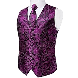 DiBanGu Mens Vest and Tie Set Formal Paisley