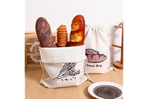 Linen Bread Bags for Homemade Bread 2pcs 30x40cm Drawstring Loaf Storage Bags Reusable for Sourdough and Pastry Kitchen Organ
