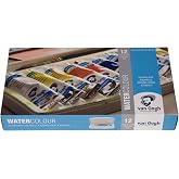 Vangogh Watercolor Paint Set, Plastic Pocketbox, 12x10ml General Selection | Professional-Grade Watercolor Paint with High Lightfastness, Intense Colors with Uniform Viscosity