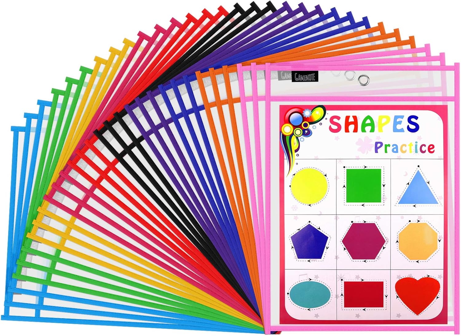 Gamenote Dry Erase Pockets 30 Pack with Rings - Oversized Reusable Plastic Sleeves Shop Ticket Holders Sheet Protectors Teacher Supplies for Classroom Organization (Colorful) : Office Products