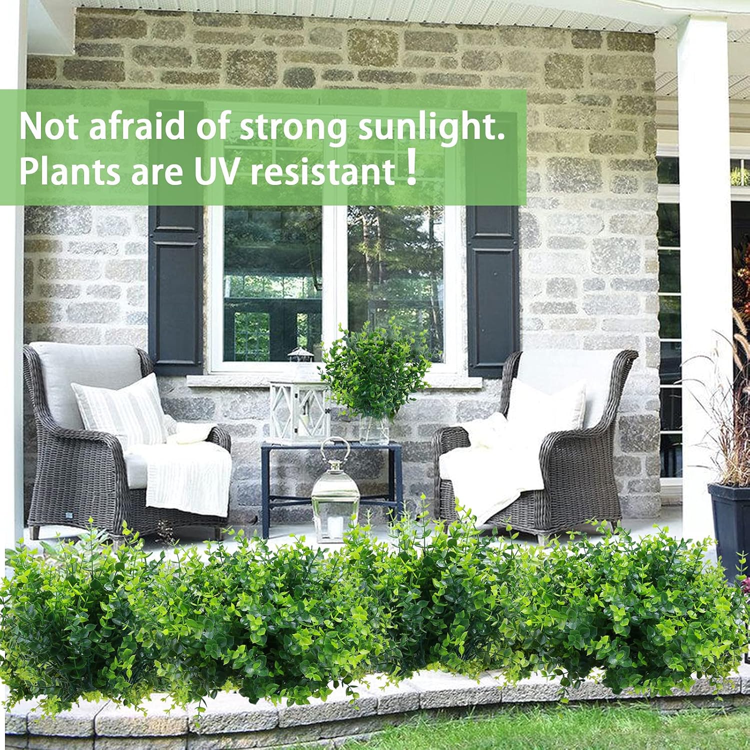 Summer Flower 10 Pack Artificial Boxwood Stems for Outdoors, Unfading in The Sun Plastic Faux Plants,Fake Foliage Shrubs Greenery for Garden,Office,Patio,Wedding,Farmhouse Indoor Decoration: Kitchen & Dining