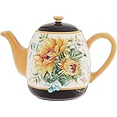 Certified International Sunflower Fields 40 oz. Teapot, Multi Colored