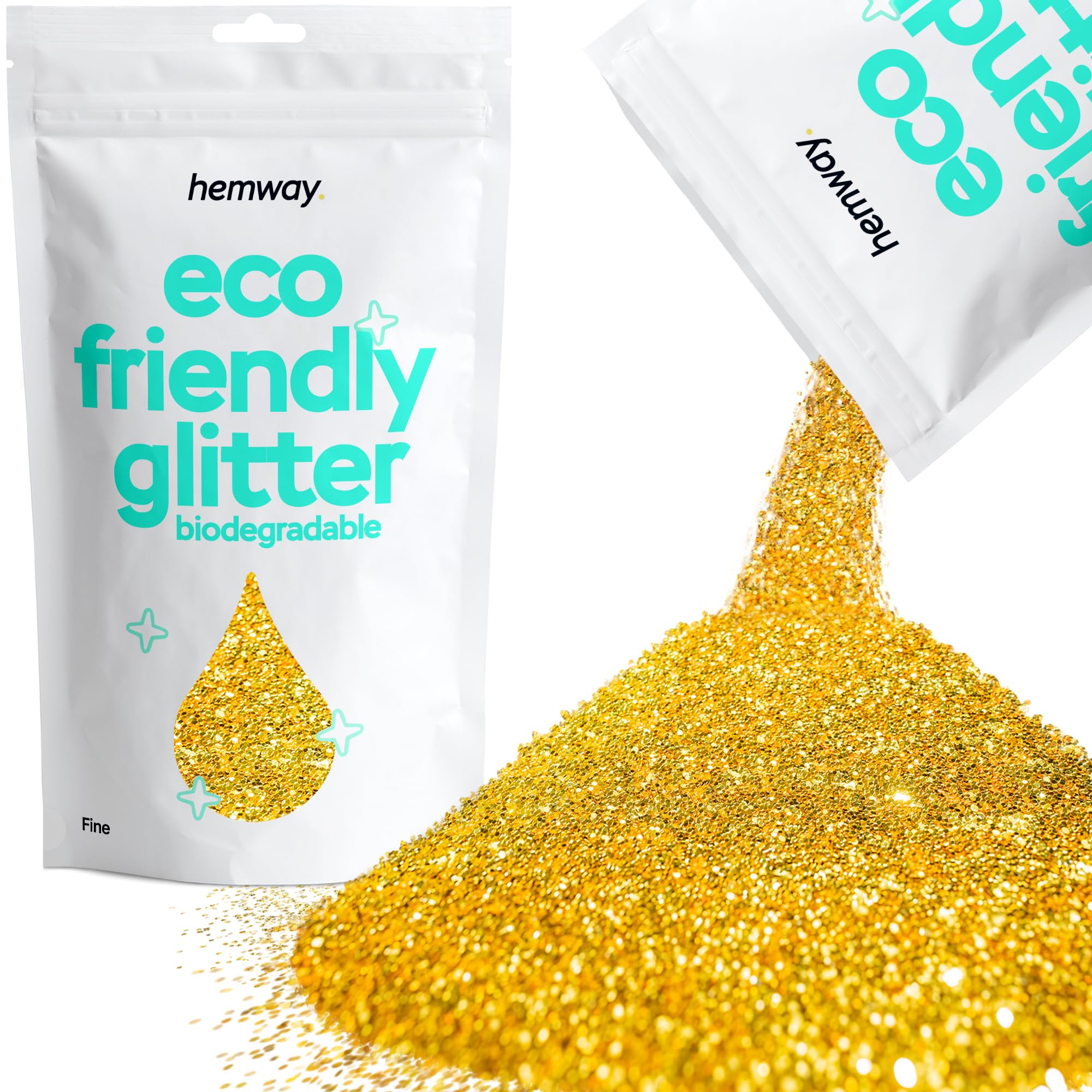 Eco Friendly Biodegradable Glitter | Gold - Fine 100g, Plant Based, Biodegradable Glitter for Craft, Face, Hair, Nail, Body and Festival - Hemway