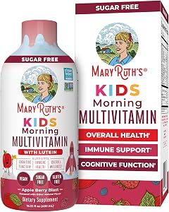 MARYRUTH'S Kids Liquid Morning Multivitamin for Kids, Sugar Free, 15.22oz | Lutein, Zinc & Essential Nutrients, Supports Immu
