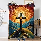 Snowmolle Retro Cross Throw Blanket for Couch Home Decoration,Easter Cozy Fluffy Blanket,Decorative Flannel Fleece Fall Throw for Sofa Living Room Travel,Camping,Naps,Reading50 X 60 Inch