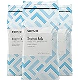 Amazon Brand - Solimo Epsom Salt Soak, Magnesium Sulfate USP, Unscented, 8 pound (Pack of 3)