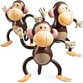 27-Inch Large Inflatable Monkeys (3-Pack) Jungle Safari Party Decorations | Monkeys for Baby Shower, Rainforest Decor Themed Birthdays, Blow Up Animal Party Favors and Decorations for Kids and Toddlers