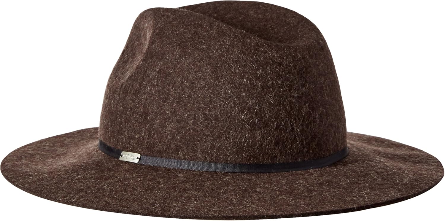 Coal Men's The Harmon Hat Wide Brimmed Fedora, Heather Brown, Large: Clothing