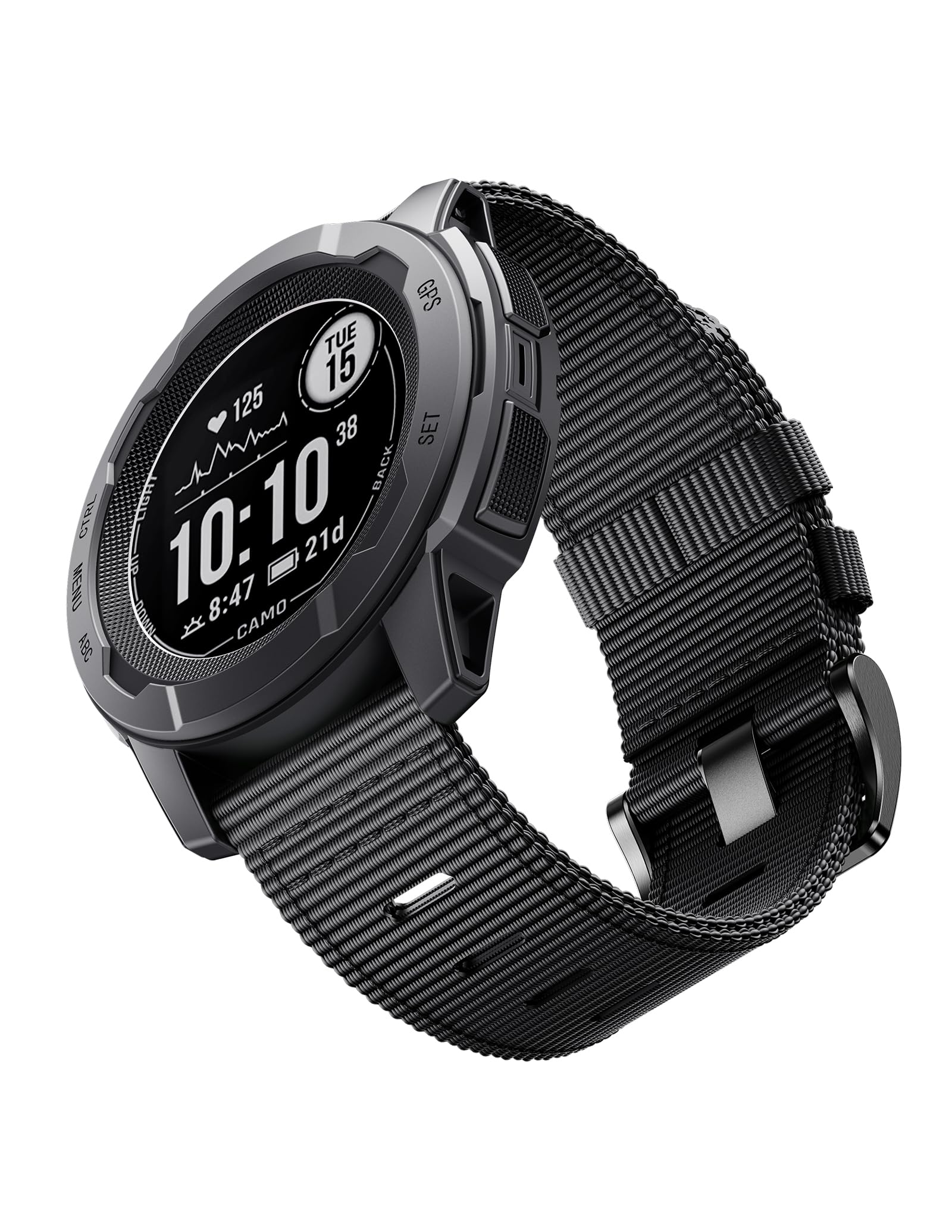 Rugged Nylon Watch Bands compatible with Garmin Instinct 2X/2X Solar, Quick-Drying Double Layer Fabric Band for Garmin Instinct 3 50mm Solar/AMOLED