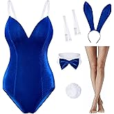 Women Velvet Bunny Costume Bunny Girl Suit Costume Senpai Cosplay One Piece Bodysuit Stockings Set