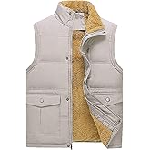 Neecan Men's Winter Warm Outdoor Padded Puffer Vest Thick Fleece Lined Sleeveless Jacket