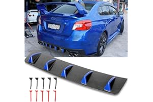 DREAMOTOR 31.5" Universal Rear Diffuser, 3 Colors-Upgraded Detachable Shark Fins Rear Bumper Diffuser Lip Compatible with Honda Civic Accord VW Lexus Dodge Charger Toyota Corolla Nissan Altima Audi