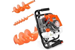 NEO-TEC NEOTEC 72CC 2-Stroke Gas Powered Earth Auger Post Fence Hole Digger + 4" 6" 8" Auger Drill Bits, Petrol Drill Borer for Garden & Lawn, Petrol Drill Borer