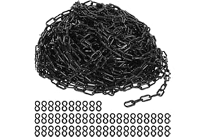 PATIKIL Plastic Chain Links, 200 Foot Safety Chains, Black Plastic Chains for Barriers, Crowd Control, Queue Lines, Parking, Fences, Gate, Concerts, and Decoration