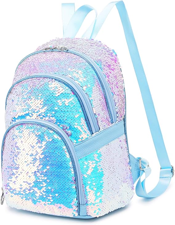 Ecodudo Mini Sequin Backpack Purse for Women Teen Girls Small Fashion Sparkly Backpacks (Blue