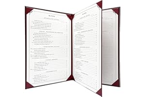 Goodsmart Columbia Casebound Menu Covers – 5-Pack, Burgundy Premium Faux Leather Restaurant Menu Holders, 8.5" x 14", 4-View with Interior Album Corners