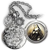 St. Juliana Falconieri Locket Necklace, Patron Saint Confirmation Gift, Italian Charms