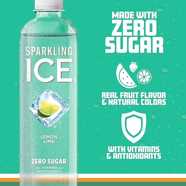 SPARKLING ICE, LEMON LIME SPARKLING WATER, ZERO SUGAR FLAVORED WATER, WITH ANTIOXIDANTS AND VITAMINS, 17 FL OZ BOTTLE