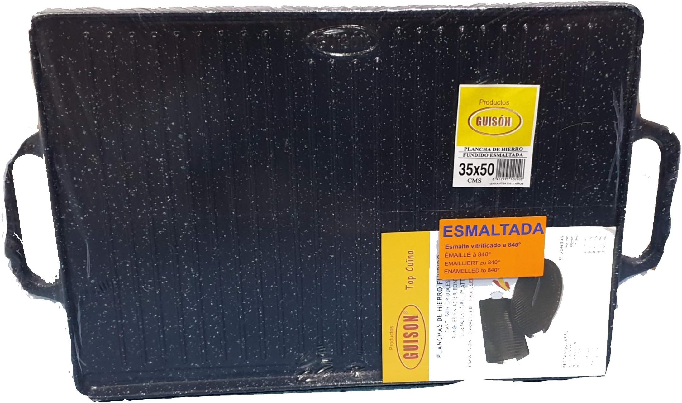 Guison 12050 Rectangular Enamelled Cast Iron Griddle, 35 x 50 cm, Black