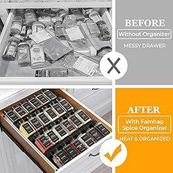 Famhap 6 Pack Spice Drawer Organizer with Labels