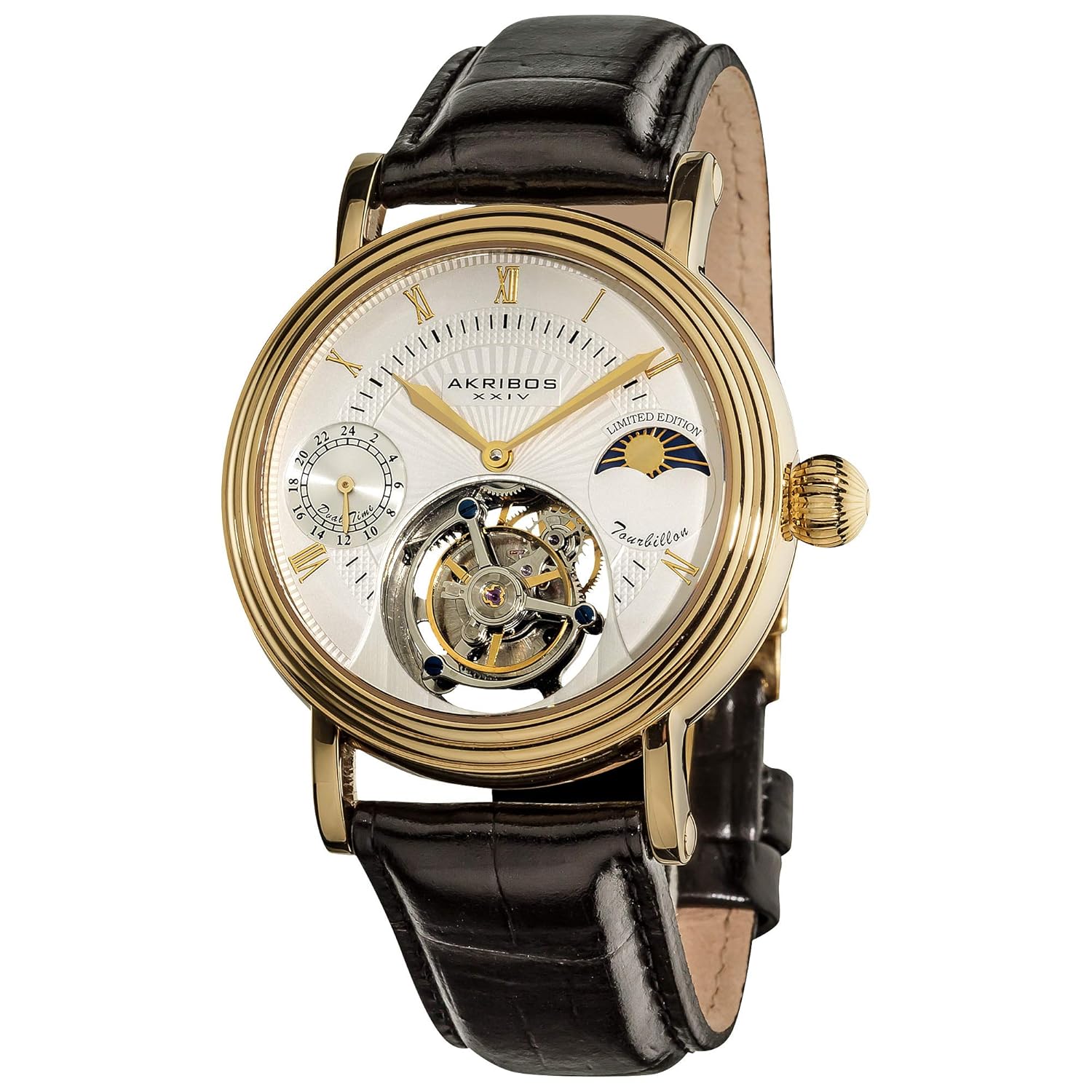 Akribos Mechanical Tourbillon Watch - Skeletonized Face with ...
