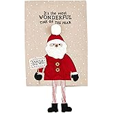 Mud Pie Santa Christmas Dangle Leg Towel, 26" x 16 1/2", Small