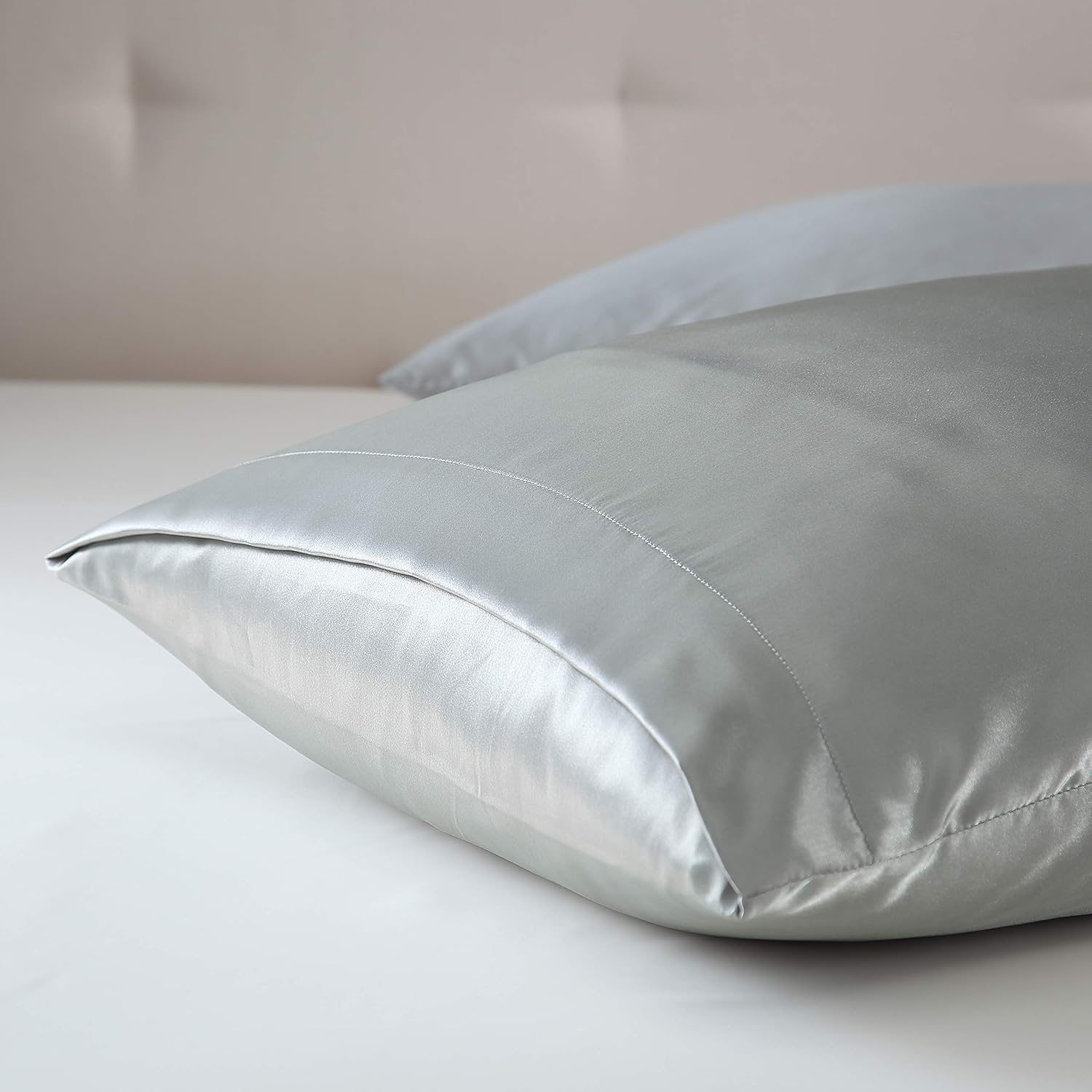 EXQ Home Silky Satin Pillowcase for Hair and Skin, Silver Grey Soft Cooling Pillow Cases Queen Size Set of 2 with Envelope Closure No Zipper (20x30 Inches): Kitchen & Dining
