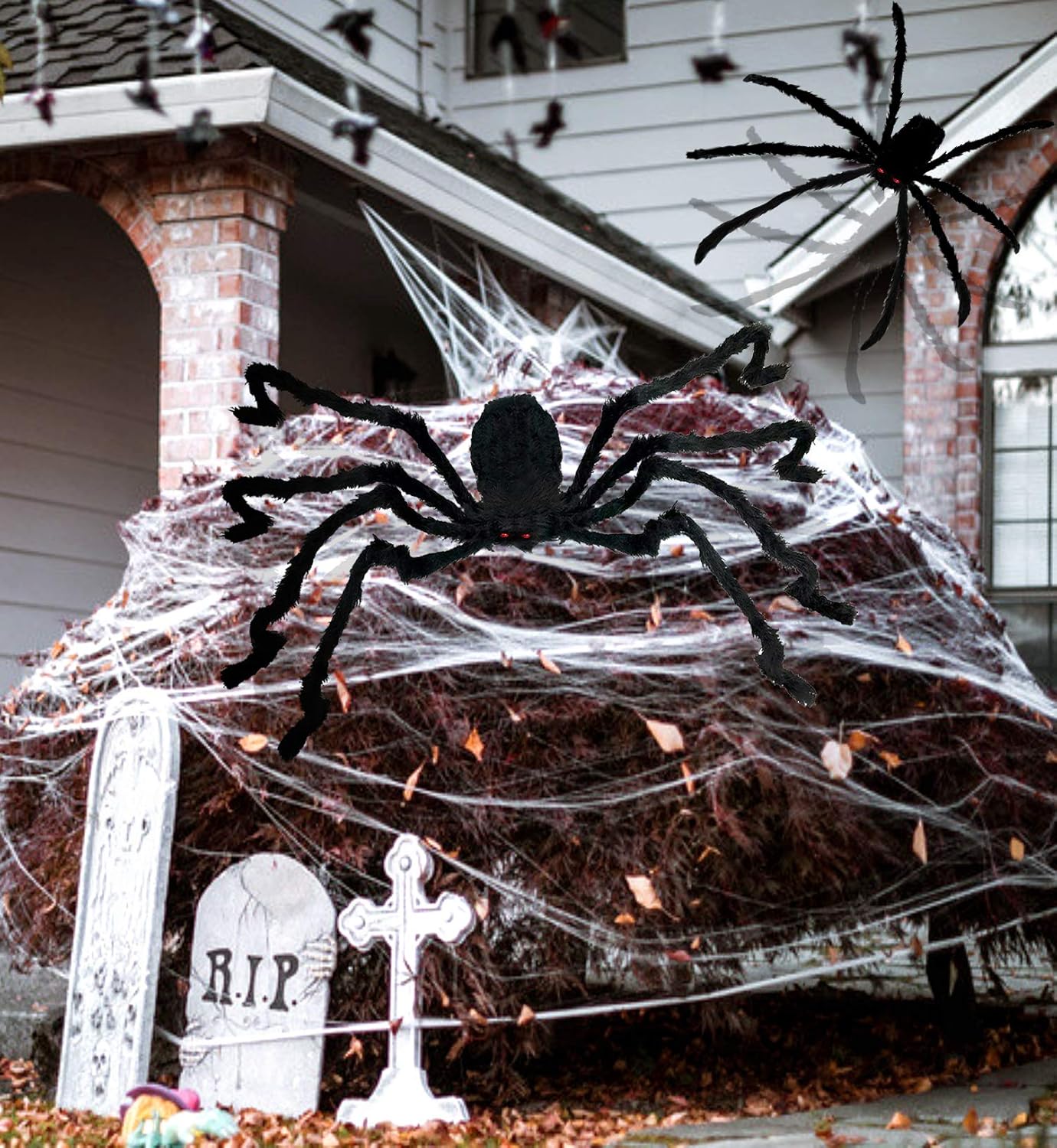 BELANT 6.6FT Giant Hairy Spider Halloween Decorations Scary Outdoor Yard Decor, Black : Garden & Outdoor