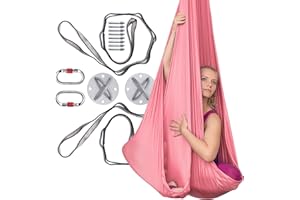 AYUHOME Aerial Silks Hammock Kit for Home – Premium Nylon Tricot Yoga Swing with Complete Hardware & Rigging Set for Yoga, Acrobatics and Gymnastics Training