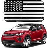 EcoNour Car Windshield Sun Shade – B&W American Flag USA Patriotic Design– 240T Polyester Foldable Front Window Shade for SUV & Trucks – UV Ray Blocker – Medium (64x32 Inch) Sun Protector