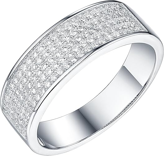Master Of Bling White Gold Wedding Ring Mens Engagement Cubic Zirconia Band Sterling Silver Amazon Com