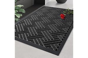 BEHERO Front Door Mat Indoor Outdoor Entrance, 29.5x17 Inch, Welcome Mat for Entryway, Stain and Fade Resistant, Heavy Duty Absorbent Door Mat, Non Slip Door Mats Outdoor, Entry Doormat, Black