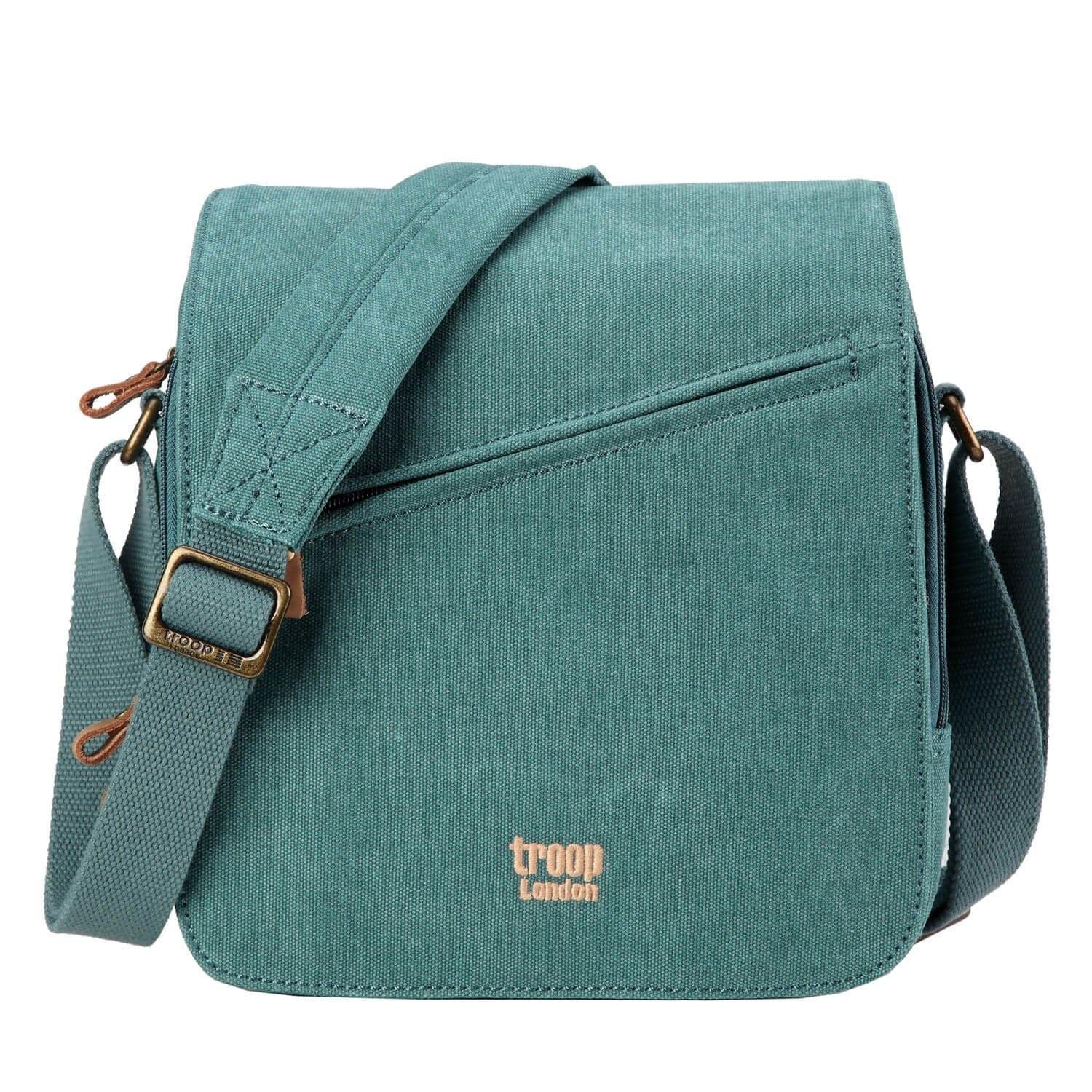 Troop London TRP0238 Classic Canvas Across Body Bag Turquoise
