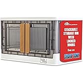 Quik Box - 8.5 Gallon Stackable Storage Bins with Doors & Wheels - Collapsible Organizer for Dorms, Bedroom & Home - Durable Polystyrene - White