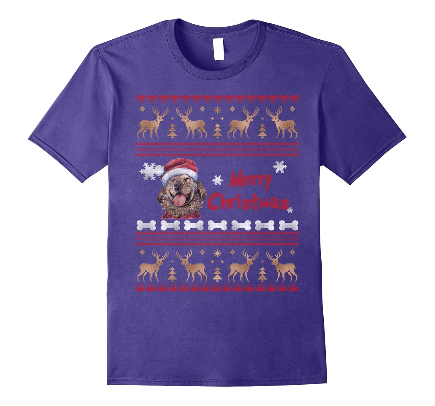 Ugly Sweater Christmas Cute Golden Retriever T-shirt