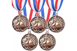 Loetere 5/9/24 Pcs Thanksgiving Turkey Medals with Neck Ribbons 2 Inch Turkey Trot Awards for Thanksgiving Prizes Medals Fall Holiday Party Supply