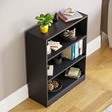 Vida Designs Cambridge 3 Tier Low Bookcase Black Wood Shelving view 7