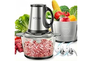 SPZTJK 3-Speed Electric Food Processor: Meat Grinder, Vegetable Chopper & Baby Food Maker - 300W, 2 Bowls (8 Cup Stainless St
