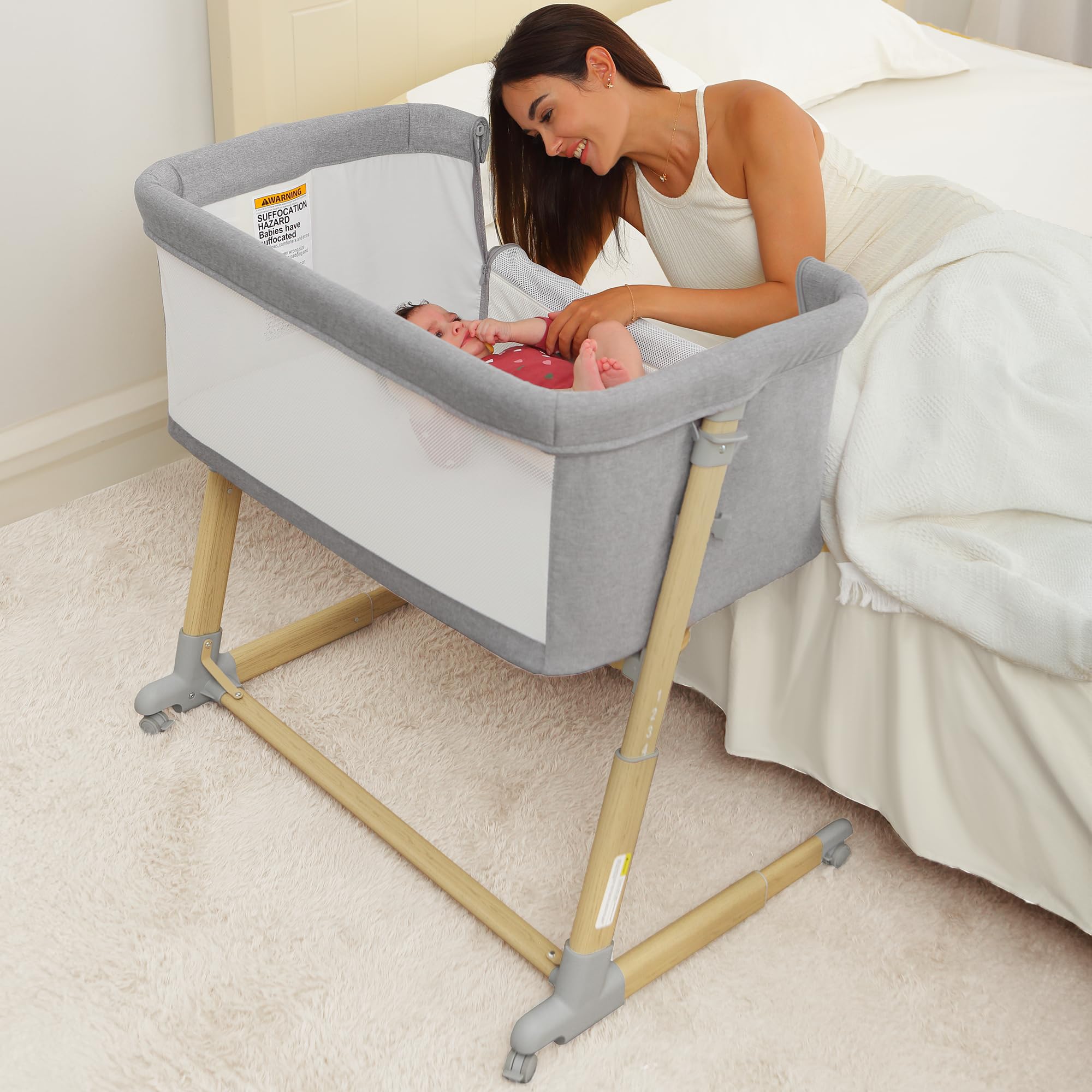 ame＊kae Amazon.com : AMKE Baby Bassinets,All mesh Bedside Sleeper