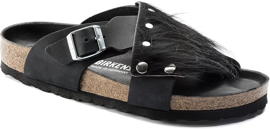 black fur birkenstocks