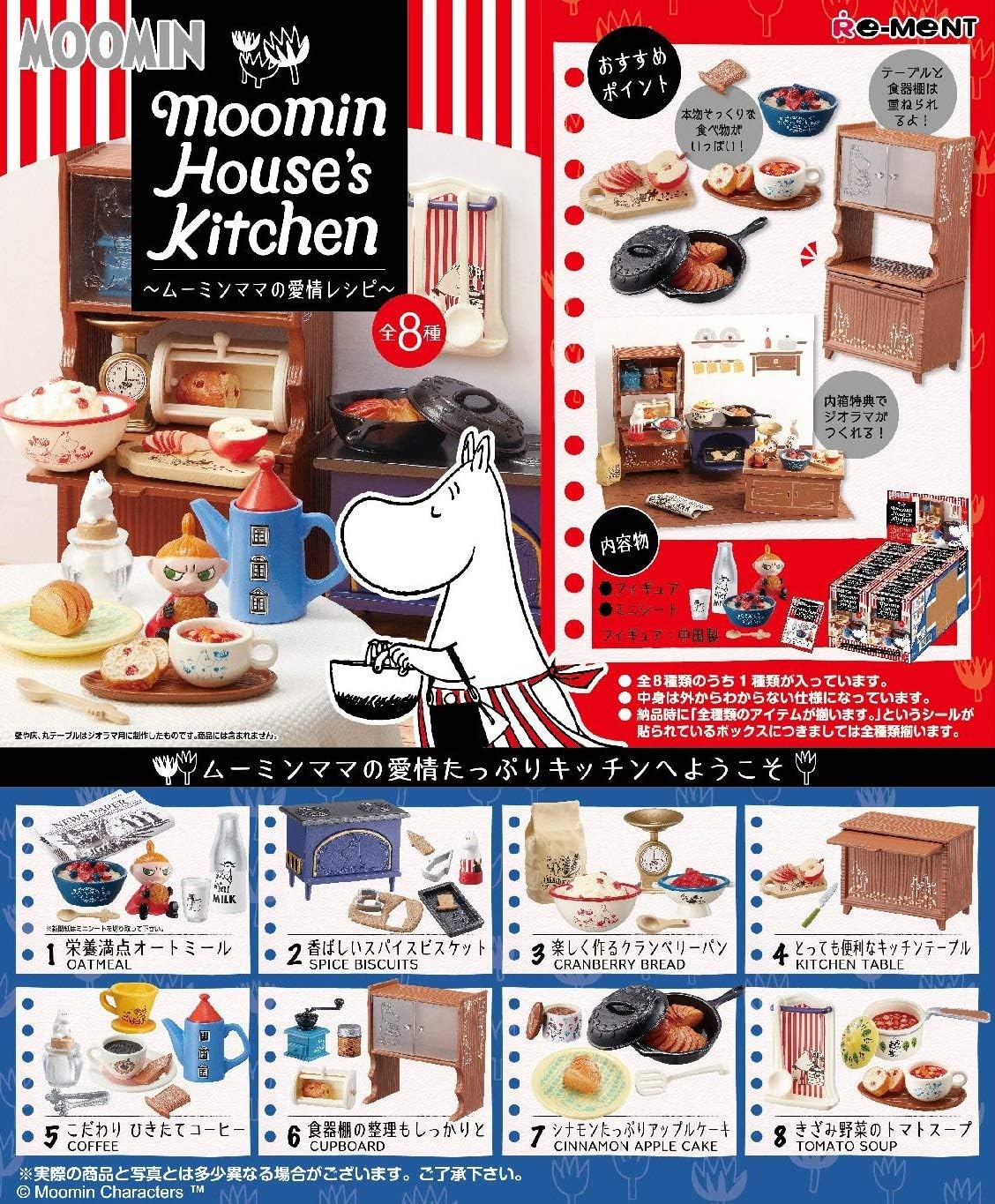 Amazon リーメント ムーミン House S Kitchen ムーミンママの愛情レシピ Box商品 1box 8個入り 全8種類 アニメ 萌えグッズ 通販