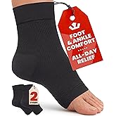 KEMFORD Ankle Compression Sleeve - 1-Pair, Plantar Fasciitis Braces - Open Toe Compression Socks for Swelling, Sprain, Neuropathy, Foot Arch Support for Men and Women - 20-30mmhg, 3XL, Black