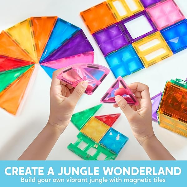 SYNCFUN 110PCS MAGNETIC BUILDING TILES – 3D MAGNET TILES WITH VEHICLE – CONSTRUCTION BLOCKS SET FOR KIDS – STEM SENSORY LEARNING EDUCATIONAL TOYS BIRTHDAY GIFT FOR 3 4 5 6 7 YEAR OLD
