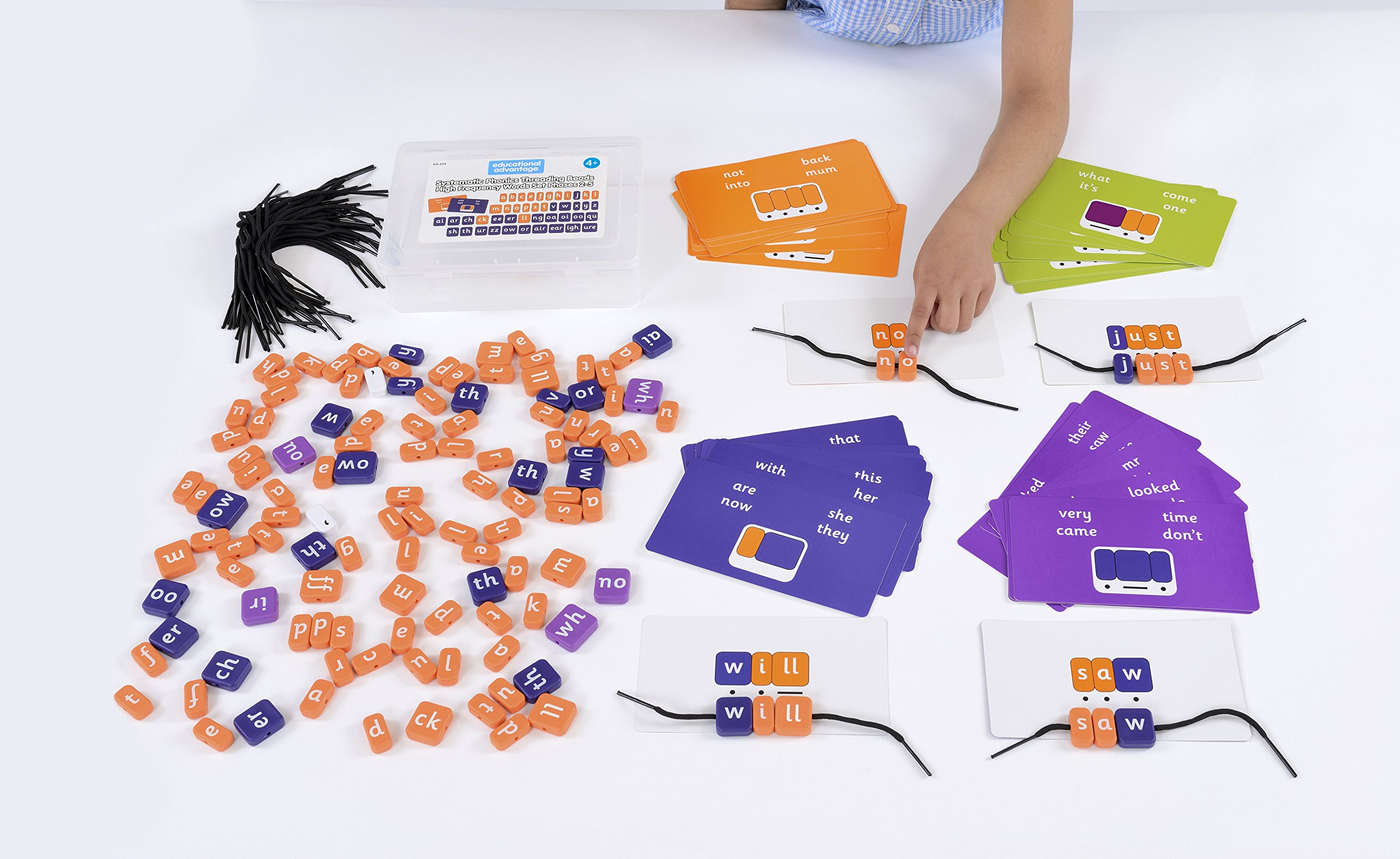 Educational Advantage Phonics Lacing Beads Game - High Frequency Words - Teach Phonics and Word Recognition - Age 4+
