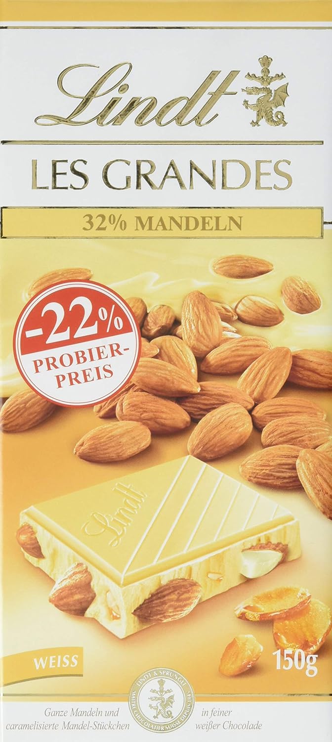 Lindt Les Grandes Mandel Promotion Weisse Schokolade Mit Mandeln 150 G Amazon De Lebensmittel Getranke