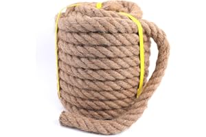 ROADTOFREE Natural Hemp Rope 1 Inch x 32 Feet - Twisted Manila Jute Rope for Crafts, Porch Swings, Decor, Railings, Landscaping - Heavy-Duty Ultra-Durable​ (Brown, 32 FT)