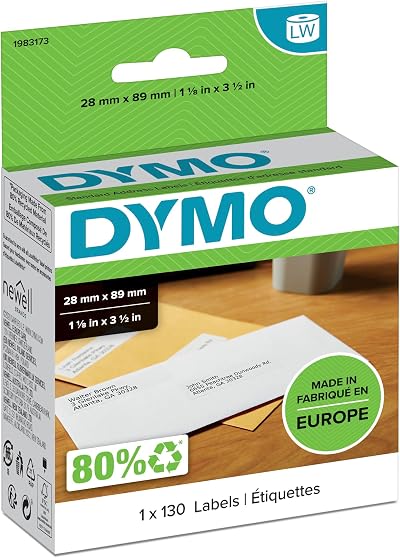 DYMO Return Address Labels 28 mm x 89 mm Self-Adhesive Roll of 130
