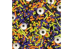 Twisweet Halloween Sprinkles, Monster Themed Sprinkles for Cake Decorating, Edible Candy Eyes Confetti Sugar Sprinkle Mix, Baking Candy Bulk for Cake Topper Cupcake Cookie Ice Cream Decorations, Halloween Scary Theme Trick or Treat Party Supplies (130g/4.58oz)