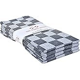 THE TOWEL HOUSE 100% Cotton Premium Kitchen Towels - Super Absorbent, Soft Tea Towels with Hanging Loop - Extra Large Size for Cleaning and Wiping - Black - 18x28 Inches (Pack of 4)