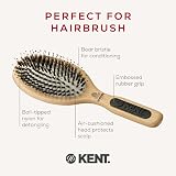 KENT PF01 Large Cushion Hairbrush Nylon Bristle Beechwood Smoothing Detangling view 4